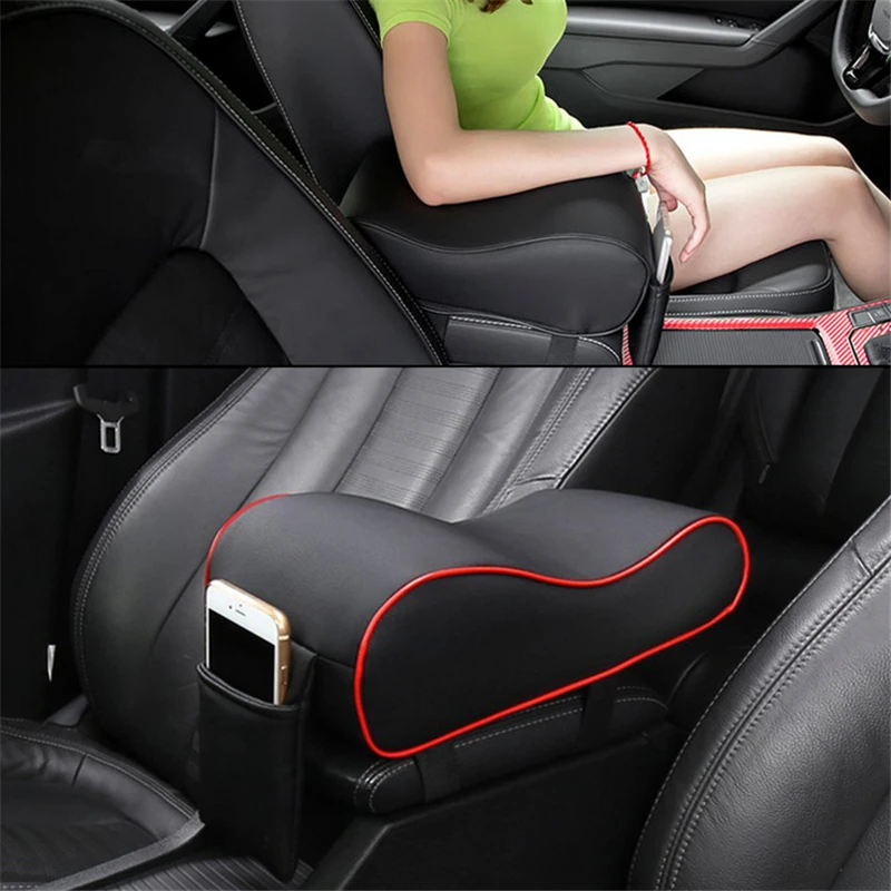 Black WINOMO Car Center Console Cushion Universal Soft Leather Auto Armrest Pad Rest Pillow Mat