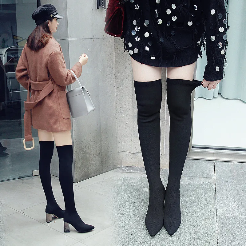 Облегающие сапоги; пикантные женские зимние сапоги выше колена из замши; женские модные зимние сапоги до бедра; женская обувь