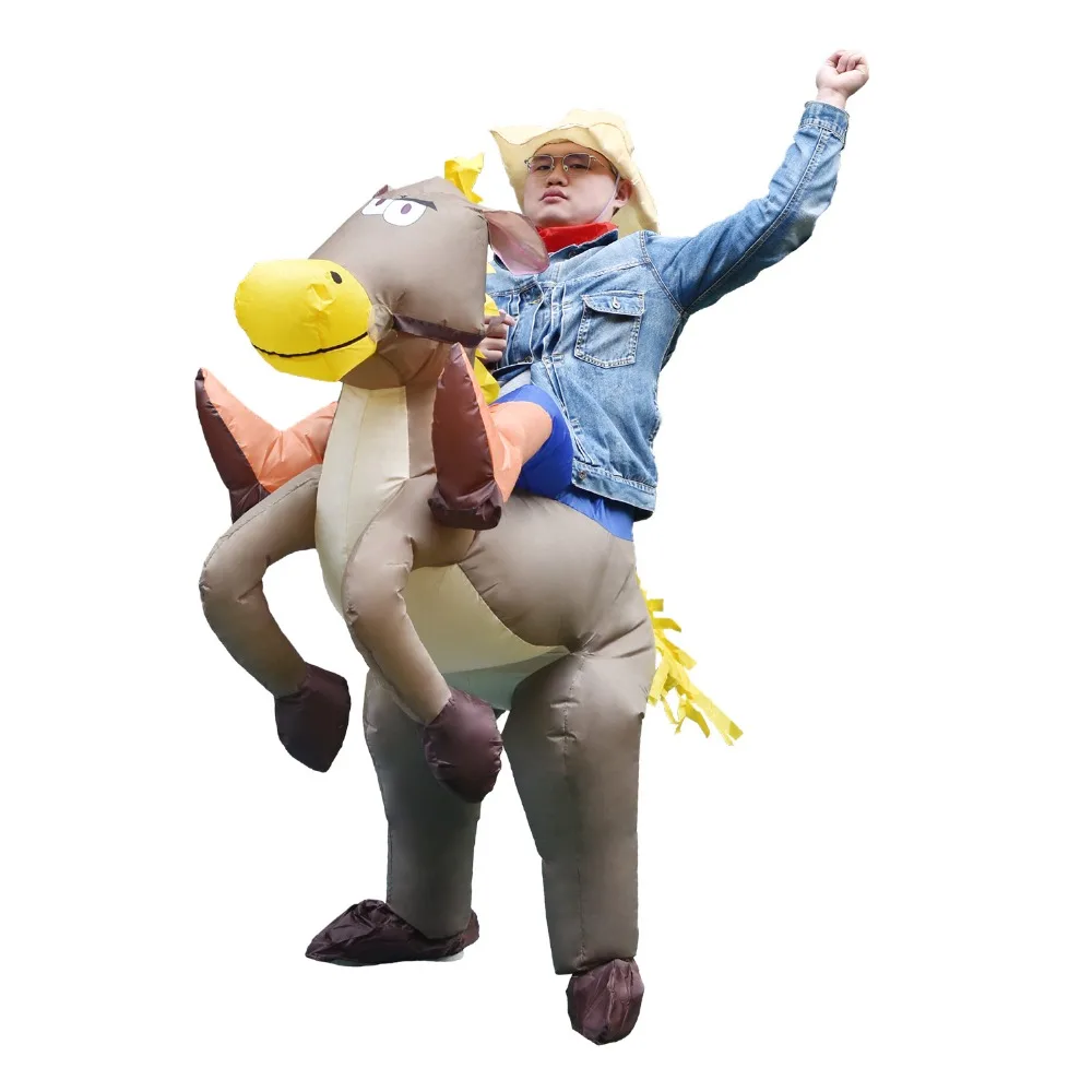 Adult Kid Inflatable Horse Costume Halloween Costumes for Men Ride on