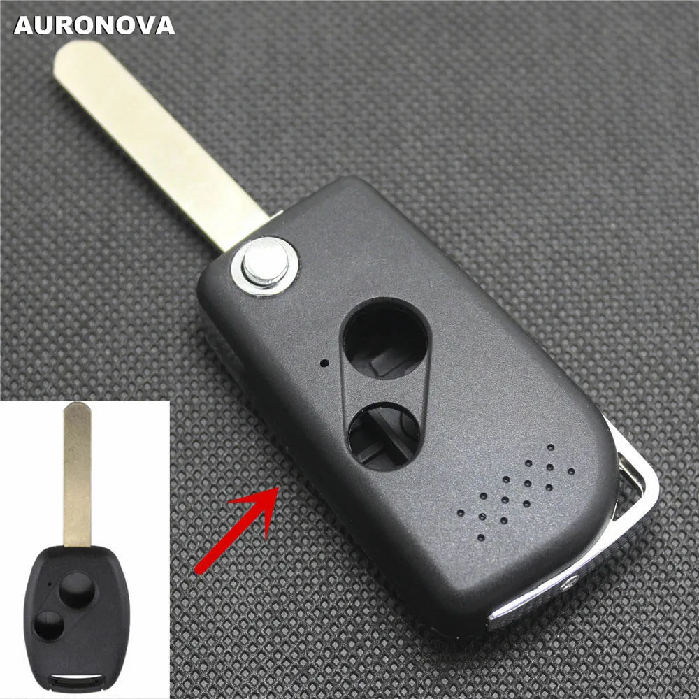

AURONOVA New Upgrade Folding Key Shell for Honda Accord City Fit Odyssey 2 Buttons One- Body Spiale Remote Car Key Case