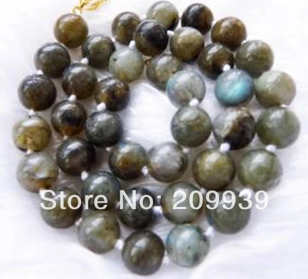 

huij 003475 Lovely!10mm Indian Labradorite Round Necklace
