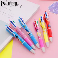 2 шт. анимированный мультяшный узор 4 в 1 цветные шариковые ручки, кавайные канцелярские принадлежности Школьные принадлежности ручки офисные школьные принадлежности