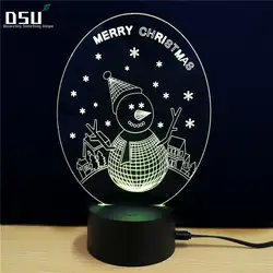 3D иллюзия Рождественский Свет Снеговик Сенсорное светодио дный управление LED настольная лампа ночник настольная лампа, Свадьба Вечерние