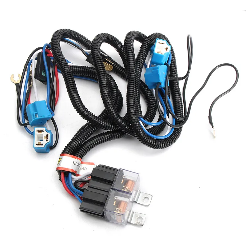 H4 Headlight Ceramic Relay Wiring Harness 4 Headlamp Light Bulb Fix Dim
