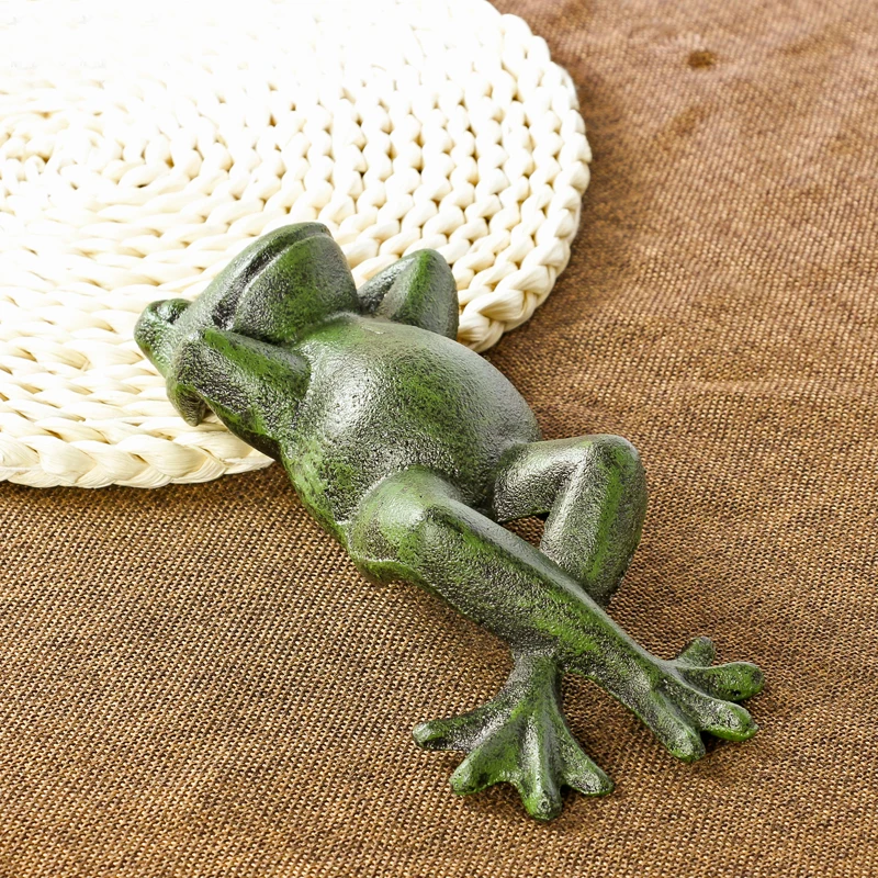 Античный Зеленый чугунный счастливый лежащий и спальный украшение в виде лягушки