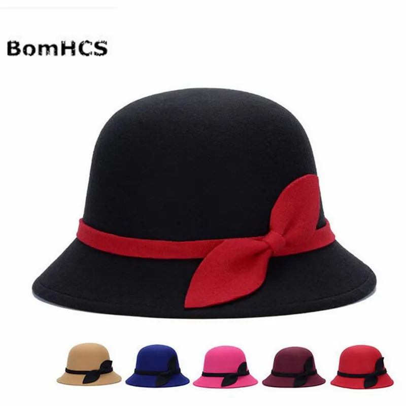 Bomhcs Autumn Winter Warm Hat Fedoras Women Fashion Mitation Wool Hat