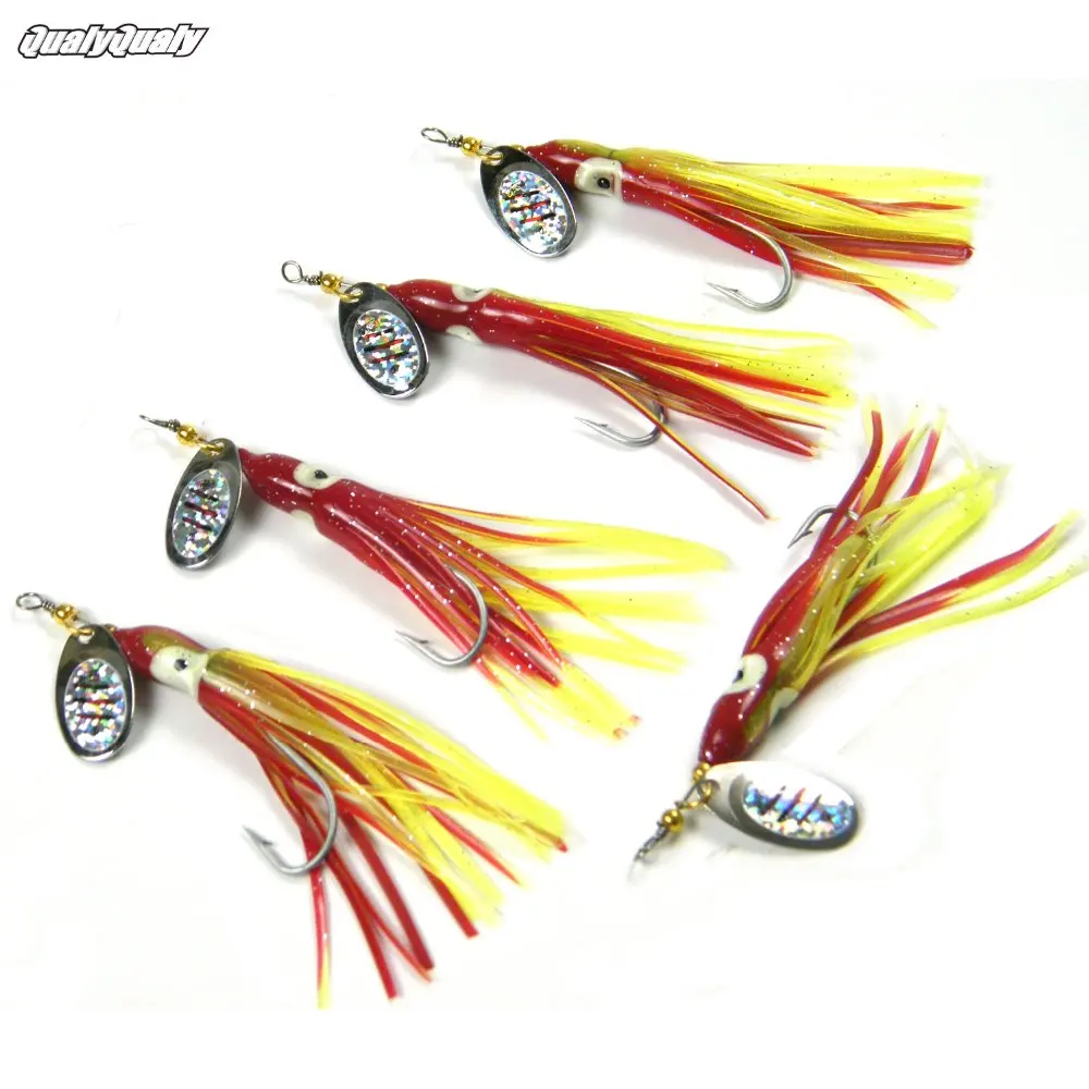 QualyQualy 5 Pcs/Lot 10CM 7g Fishing Lures Spinner Metal Wobblers Squid