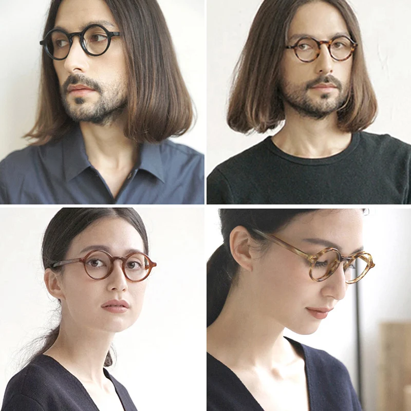 Online Johnny Depp Eyeglasses Men Women Optical Glasses Frames Brand Design Computer Round Goggles male Acetate Vintage Z314 2