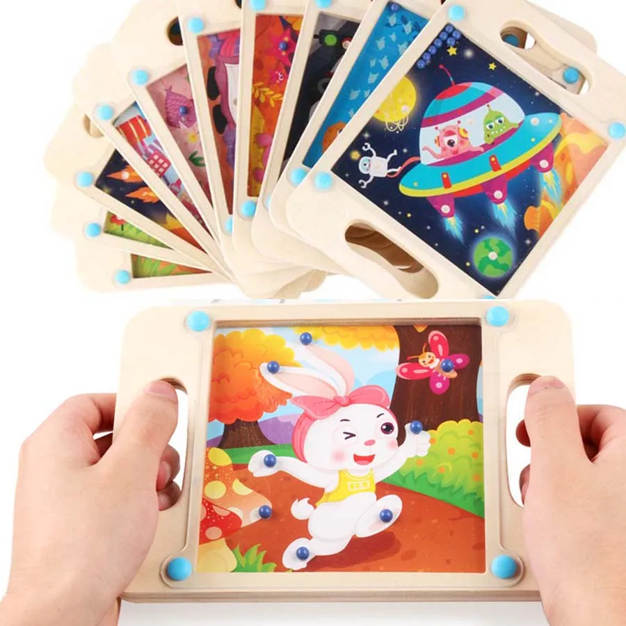

Handheld 3D DIY Puzzle Pocket Balance Ball Game Cartoon Animal Wooden Maze Toy Educational Puzzle for Children