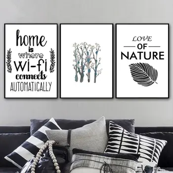 

Minimalist Houses A4 Canvas Print Love Of Nature Pictures Nordic Black White Leaf Tree Poster Wall Art Painting Home Room Decor