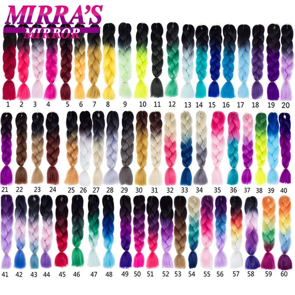 Mirra's Mirror 24inch 100g Synthetic Braiding Hair Extensions Crochet Hair Braid Ombre Jumbo Braids Hair Pink 2 Tone