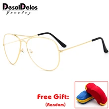 Унисекс Прозрачные очки с металлической оправой оптическая близорукость очки Классические Брендовые очки мужские и женские прозрачные простые линзы очки с коробкой