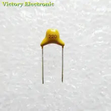 100 шт./лот многослойный керамический конденсатор поверхностного монтажа 220 с алюминиевой крышкой, 50В 22pF 220J Р = 5,08 мм