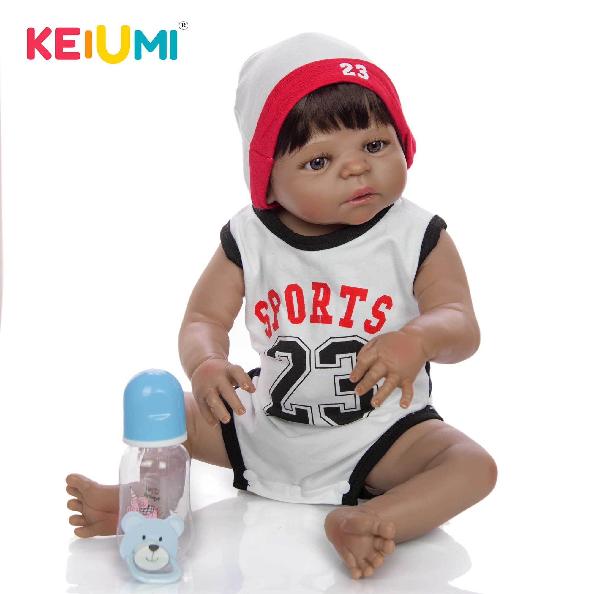 

Lifelike 23 Inch Reborn Baby Doll Full Body Silicone 55 cm New Design Baby Doll Wear Sport Romper Child Birthday Fashion Present