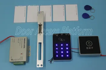 

Touch panel password+id card keytag standalone reader access control machine +long size strike lock+power supply+release button