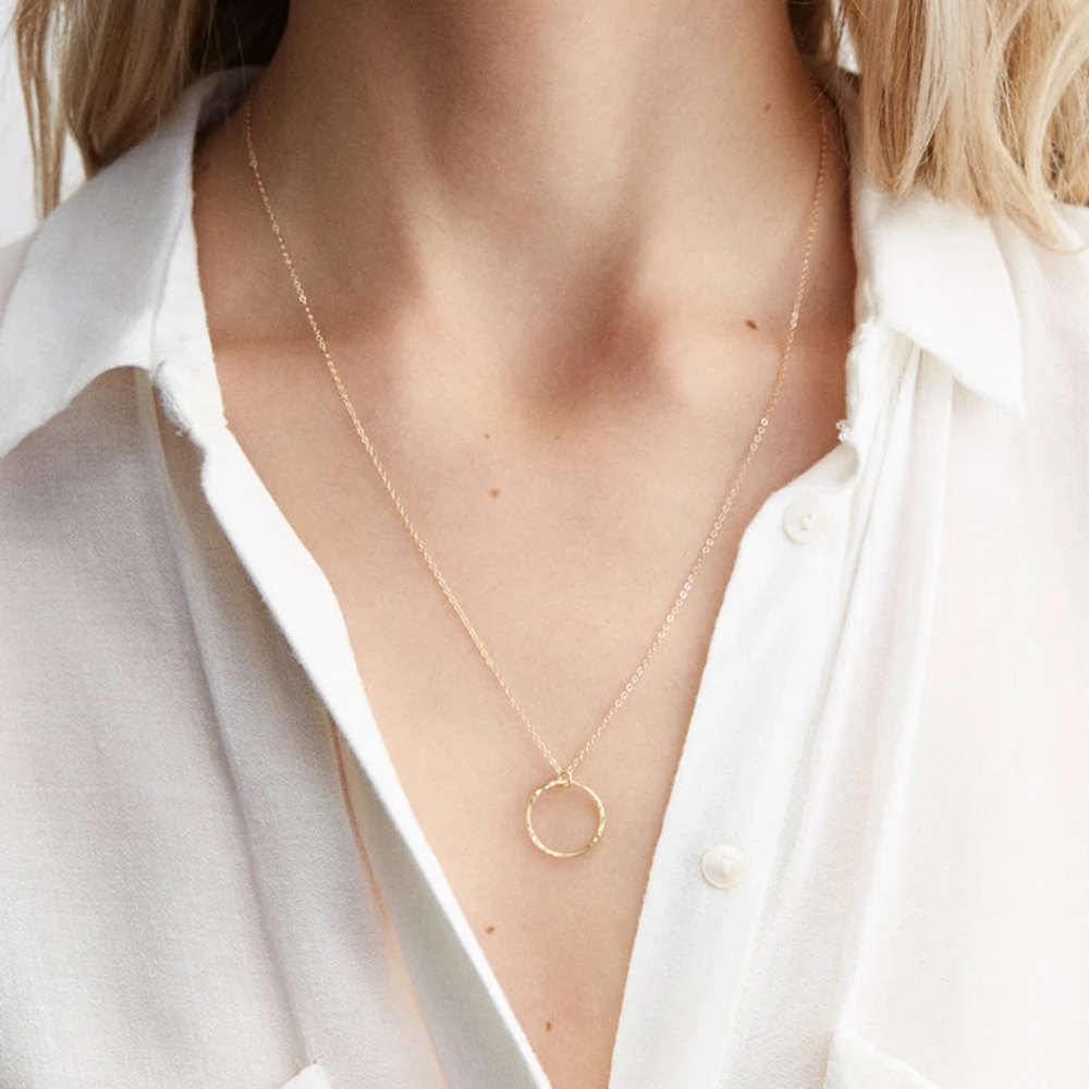 

Fashion Gold Punk Stainless Steel Necklace Ladies Round Pendant Necklace Ladies Women's Necklaces Jewelry 2019