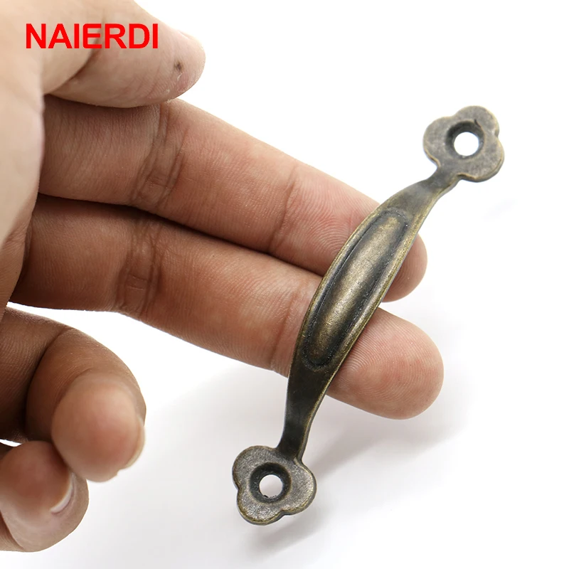 2 قطع naierdi العتيقة البرونزية المجوهرات مربع خزانة التأثيرات درج الباب المقابض مقابض دولاب مقابض الأجهزة خشبية خمر