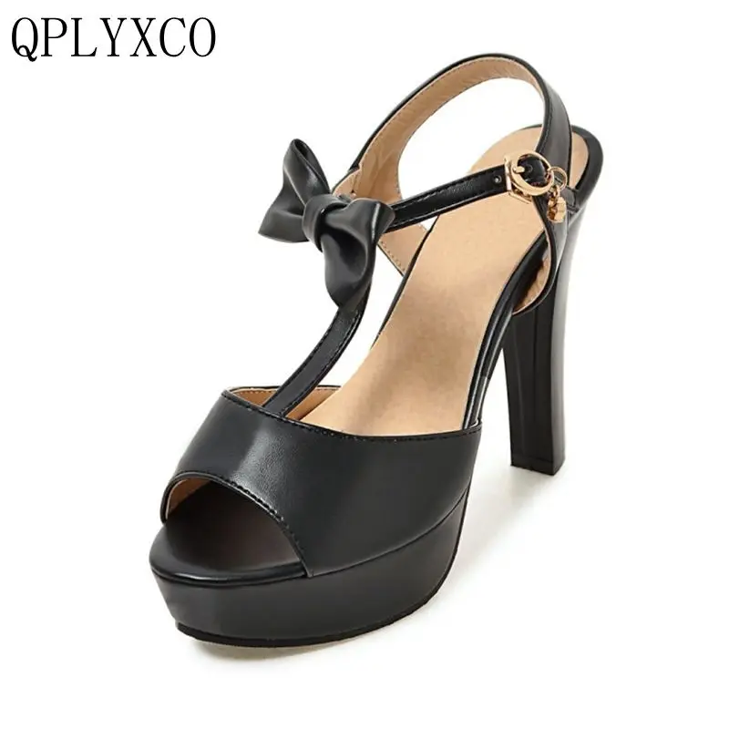 Qplyxco 2017 جديد كبير الحجم 32-45 النساء الأحذية الصنادل أزياء الصيف الحلو ستليي سوبر عالية الكعب (13 سنتيمتر) 101-7