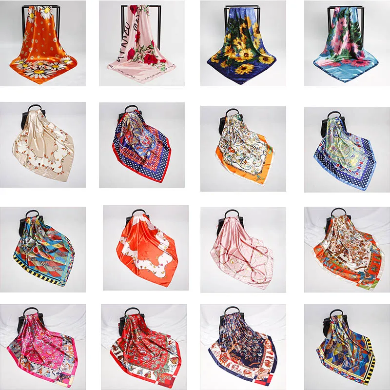 

Luxury New Silk Scarf Female Big Square Women Scarf 90cm Rich Tree Shawl Scarves Mother's Gift Plaid Flower Pashmina hijab scarf