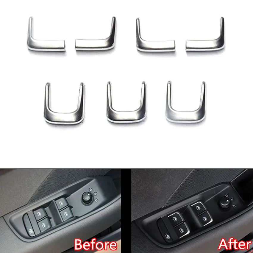 YAQUICKA 7Pcs set Car Door Window Lift Button Switch Decoration Trim Cover Styling Sticker For Audi