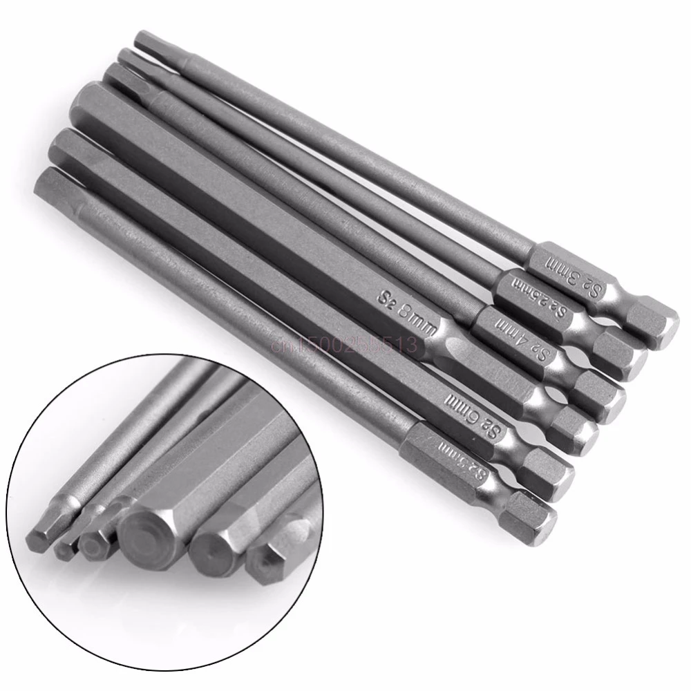 6 шт./компл. T2.5 T8 100 мм Магнитная отвертка Torx биты 1/4 &quotшестигранный
