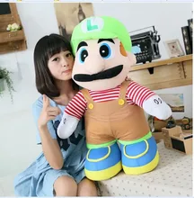 huge lovely plush toy Super Mario plush toy younger brother green luiji doll birthday gift about 85cm