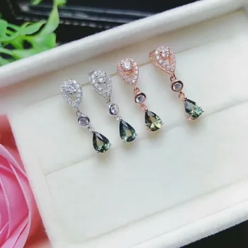 

shilovem 925 silver sterling real Natural sapphire stud earrings fine Jewelry party trendy new party plant yhe0406020agl