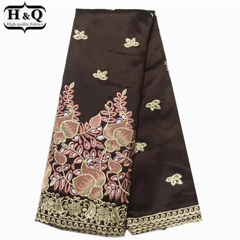 

George Wrappers Lace Fabric Indian Embroidery Lace Fabric With Sequins 5 Yards/Piece With High Quality For African Clothes 2018