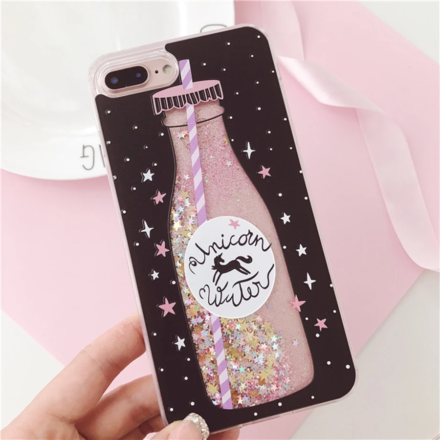 Unicorn Coffee Shockproof Glitter Heart Stars Liquid Quicksand Unicorn Coffee Shockproof Glitter Heart Stars Liquid Quicksand Phone Case For Iphone 6 6s Plus Crystal Back Cover In Per From Cellphones