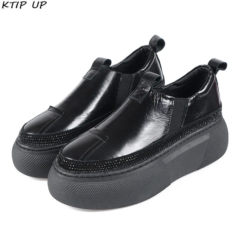 

Women Flats Platform Loafers Ladies Genuine Leather Shoes Woman Autumn high quality Slip On Casual Women's Shoes