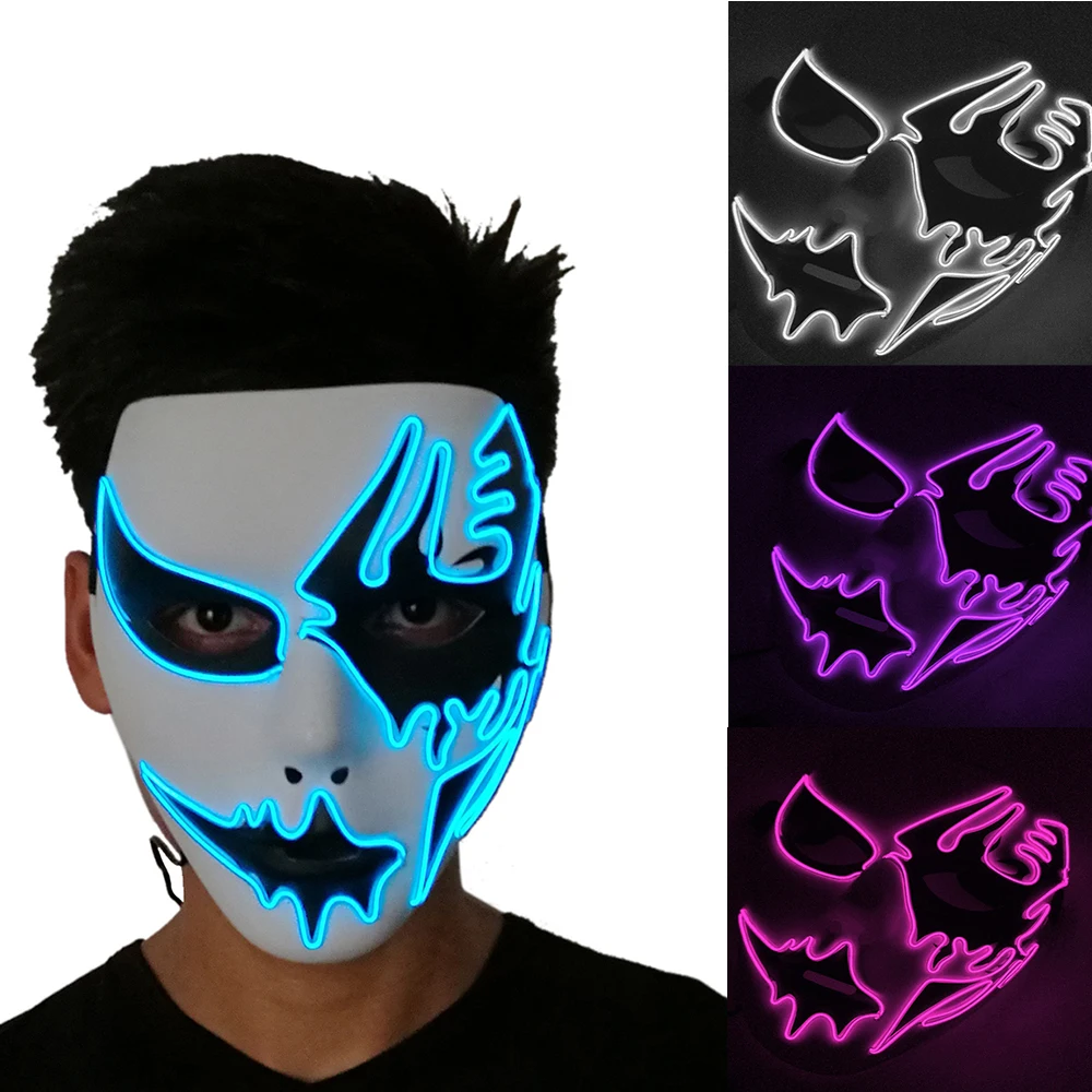 

Led Mask Halloween Party Masque Masquerade Masks Light Glow In The Dark Mascara Horror Glowing Masker Purge
