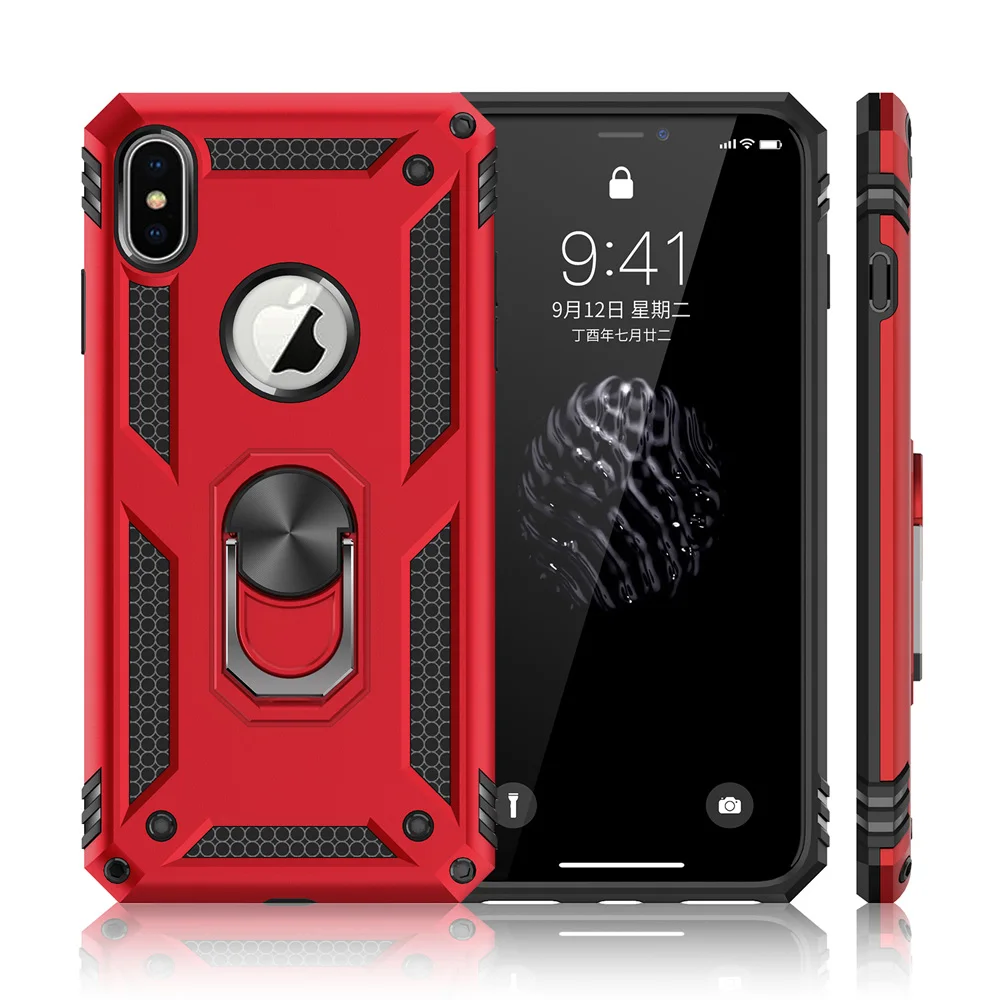 For Apple iPhone Xs Max Dual Layer Military Armor Case Magnetic Ring Stand Slim Shockproof Hard Cover for | Мобильные телефоны и