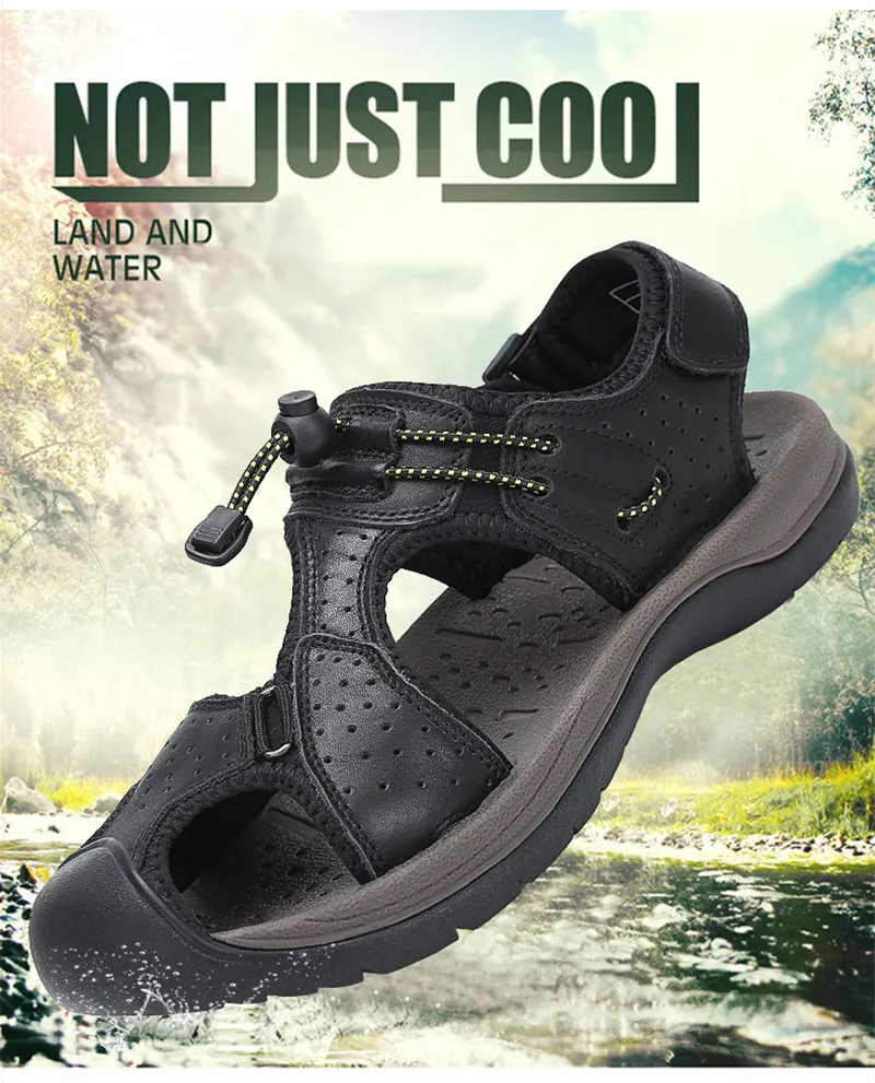 Beach Sandals Summer Shoes Men Outdoor PU Leather Sandals Sea Clogs Breathable Flats Casual Slippers zapatos de hombre