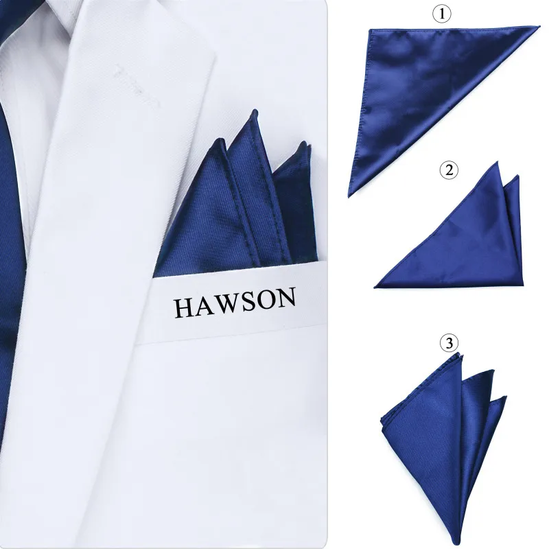 HAWSON Новое поступление синий галстук-бабочка, комплект с карманом квадратный зажим для галстука и брендированная кнопка запонки в подарочной коробке для Выпускной Вечерние