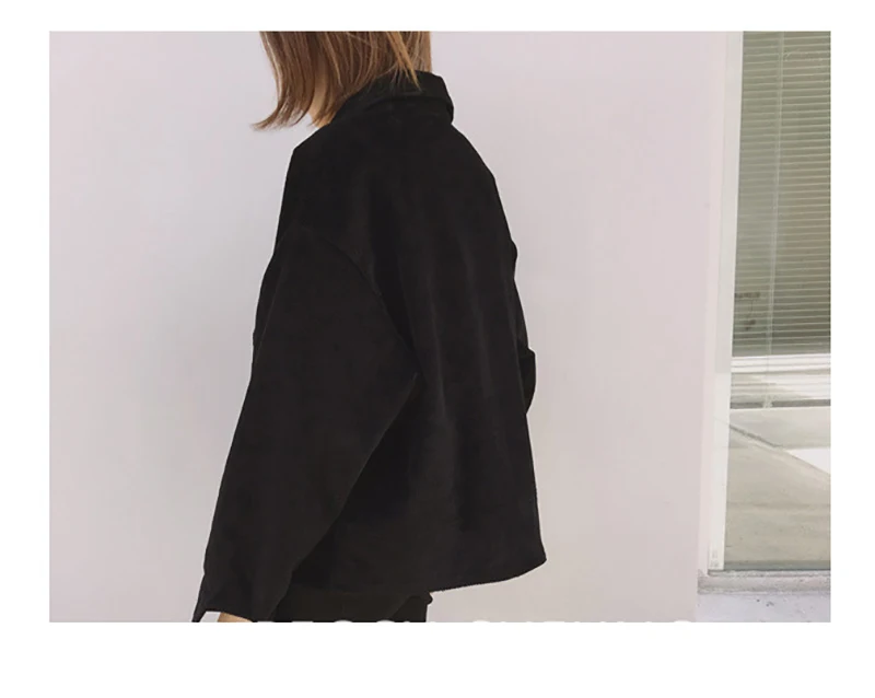 Scsech Women Jacket Corduroy Retro Double Pocket Wind Loose Baseball Short Jacket Coats Spring And Autumn Casual Jacket D8A129 (6)