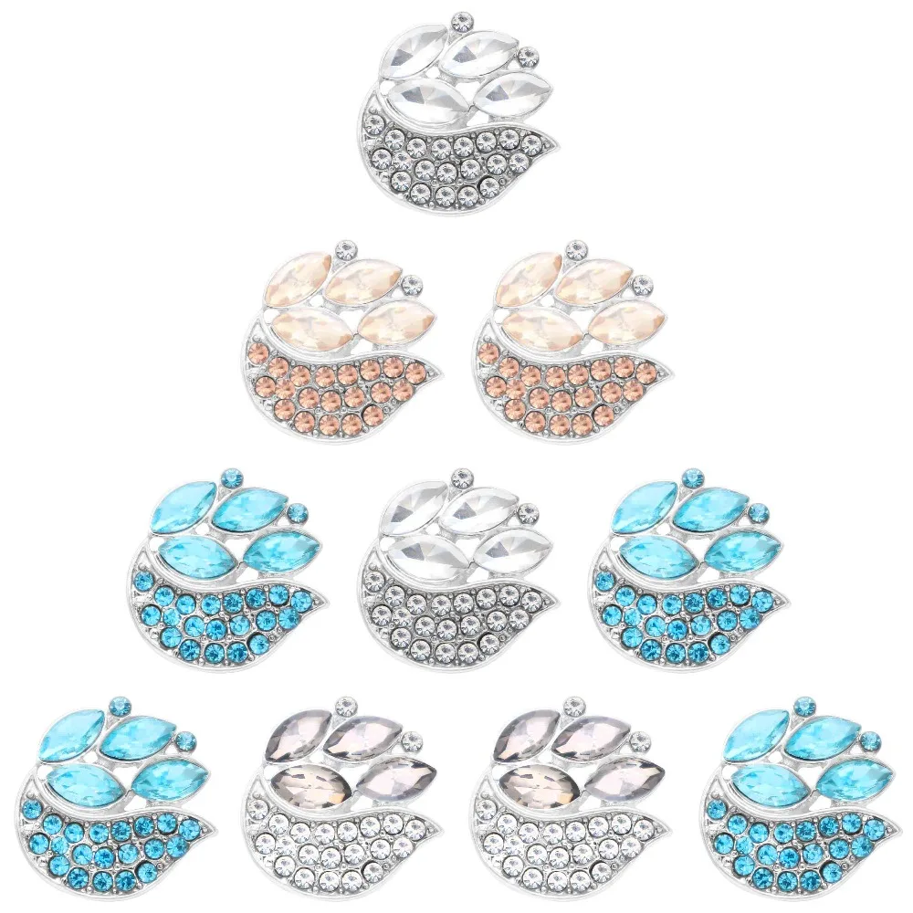 

10pcs/lot 2019 mother's days Snaps Jewelry High Quality crystal swan shape 18mm Metal Snap Buttons DIY Charms Button Jewerly