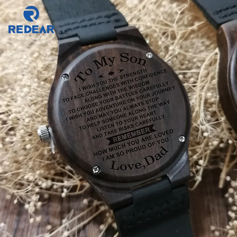 

Dad To Son Engraved Wooden Watch I AM SO PROUD OF YOU