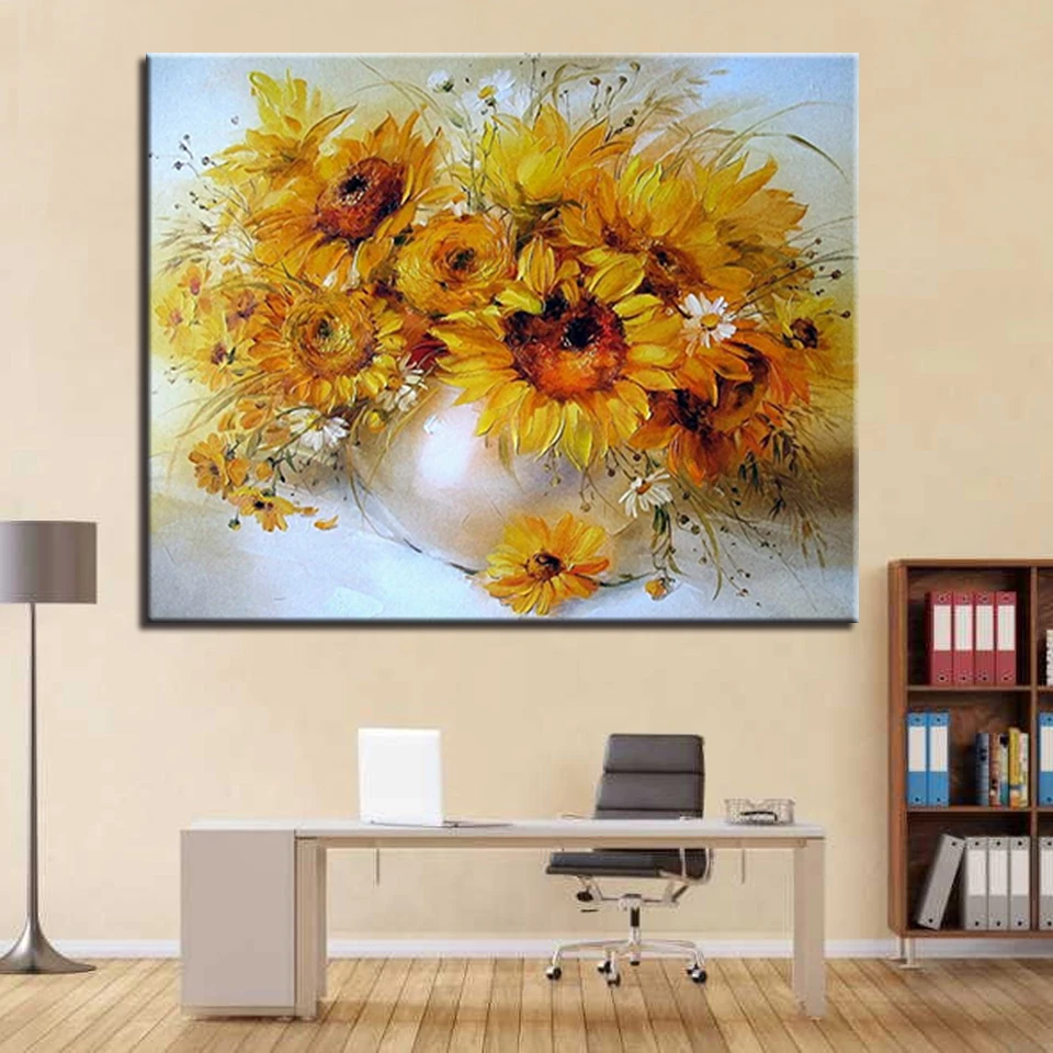 

DIY Painting By Numbers Paint Framework Kits Coloring Sunflower Home Decorative Modular Wall Art Picture Gift Modern Cuadros