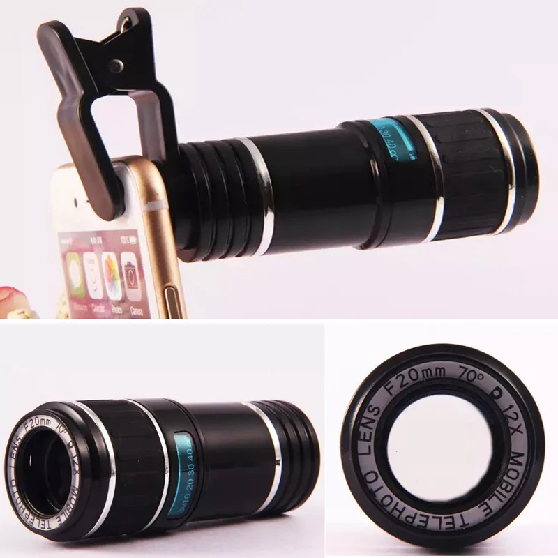 

Universal Clip 12X Zoom Telephoto Telescope Camera Phone Lens for Alcatel OneTouch Pixi3 4.5" OnePlus 1 2 3 Motorola Moto X G