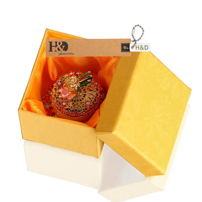 1.8inch Metal Angle Trinket Box Ring with Crystal Wedding Storage Holder Earring Jewelry Box Souvenirs Bithday Gril Gift Crafts