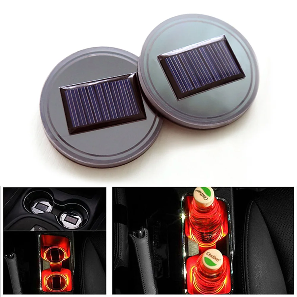 Glcc 2pcs Solar Energy Led Cup Pad Light Bottom Pad Mat Cover