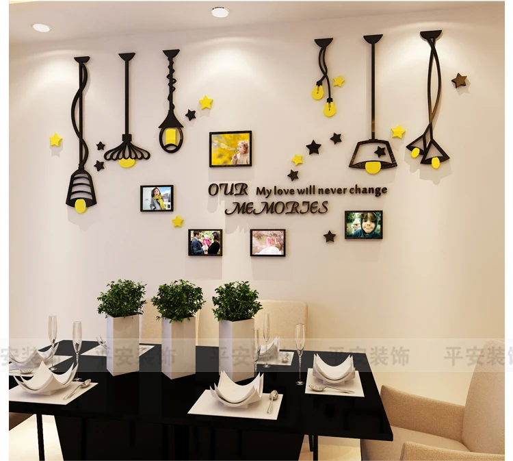 

Creative chandeliers acrylic 3D stereo wall stickers photo wall decorations photo frame bedroom living room sofa background
