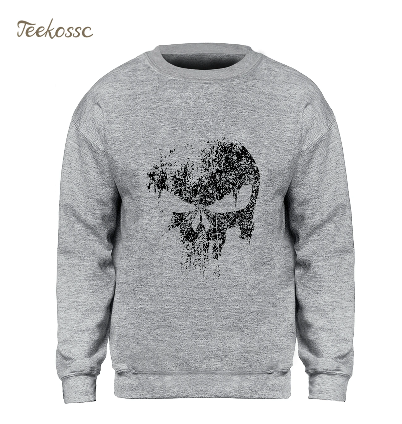 Skull Sweatshirt Men Print New Comics Supper Hero Hoodie Black Sweatshirts Fleece Warm Hip Hop Streetwear Mens