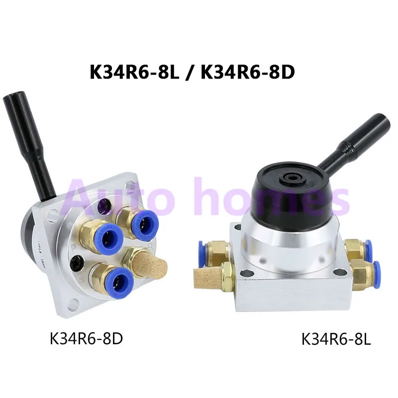 

Pneumatic air hand control valve 4 way 3 position K34R6-8L K34R6-8D Port 1/4" BSP Manual valve with fittings 6/8/10/12mm