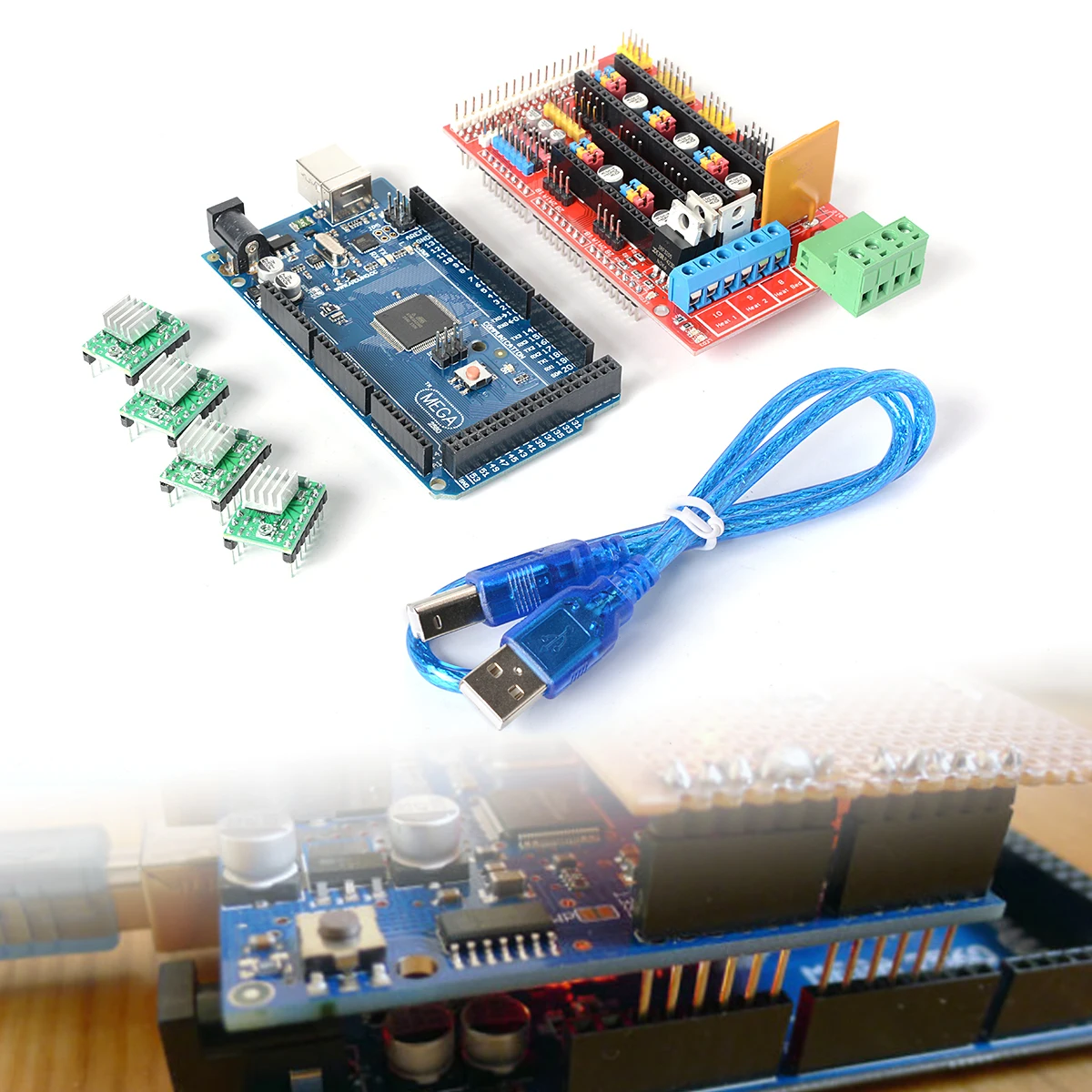  3D Printer Kit Mega2560 R3 Control Board A4988 Driver RAMPS 1.4 For RepRap TE163 