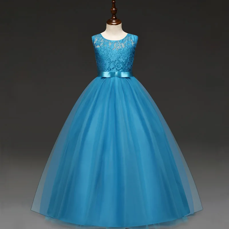 2018 Flower Girls Dress Elegant Children Wedding Gown Long Party Kids Lace Princess Dresses For Girls Teenage Costumes 14 Years (11)