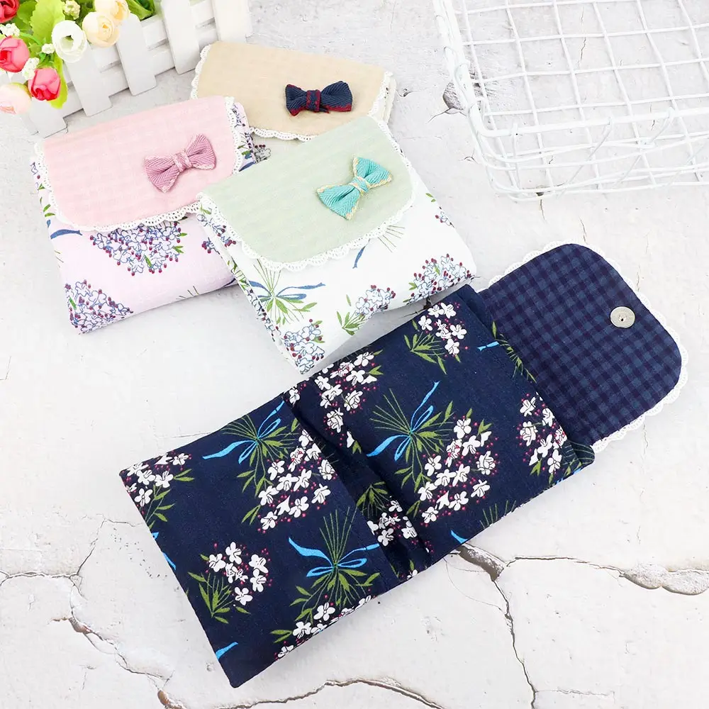  Lovely Women Girl Flower Pattern Sanitary Pad Organizer Purse Napkin Towel Storage Bags Cosmetic Po
