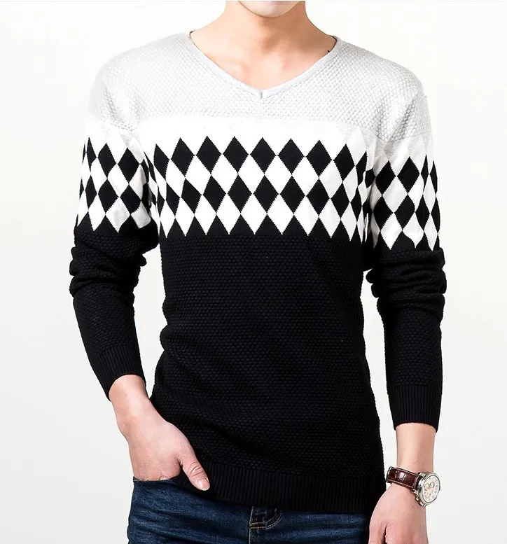 ZOEQO мужской свитер тонкий мужской v-образным вырезом вязаный свитер Мужская Повседневная Джемпер Модный пуловер Мужской sweter hombre