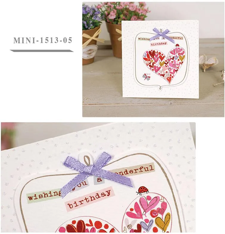 cute mini greeting cards square kids handmade birthday flower gift small  cards for mother's day