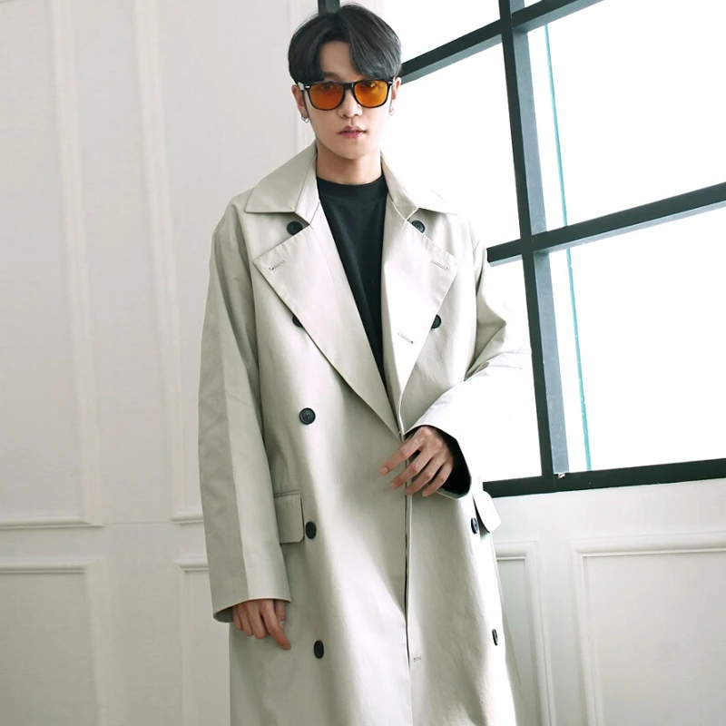 2018 Spring Latest Coat Trench Korea Loose Extra Long Double Breasted